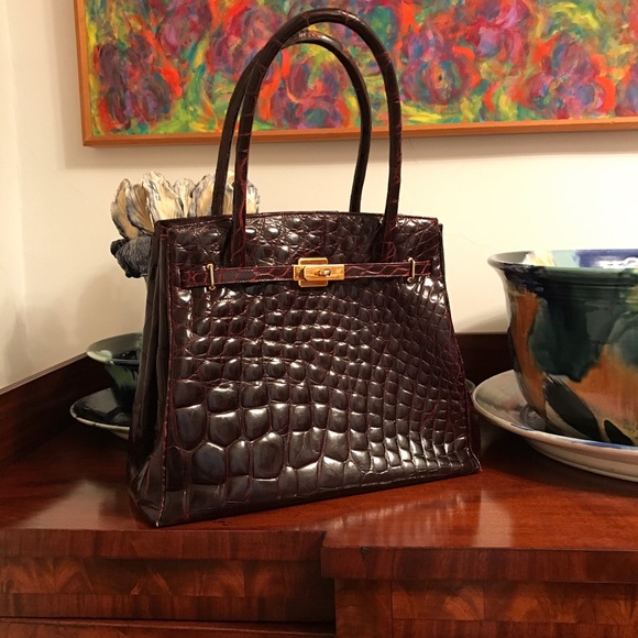 ALLIGATOR HANDBAG,VINTAGE - Picture 1 of 3